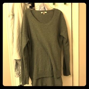 Madewell Green High low cotton sweater